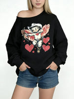 Women's Valentine's Day Cupid Cold Shoulder Sweatshirt