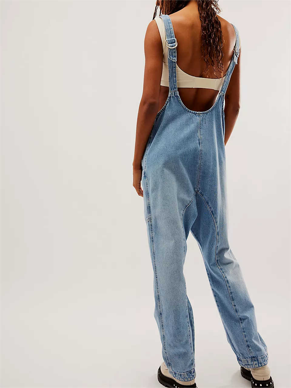 Women's Denim Sleeveless Loose Jumpsuit with Pockets