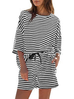 Women's Striped 3/4 Sleeve Lounge Sets