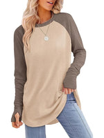 Women's Tunic Curved Hem Thumb Hole Shirts