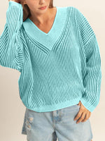 Women's Fashion Striped V-Neck Sweater