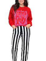 Valentine?¡¥s Day Heart-print Striped Sweatshirt