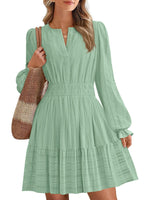Women's Tiered Ruffle Hem V-Neck Dress