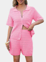 Women's Crochet Knit Tops and Shorts 2 Piece