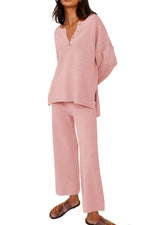 Button Knit Sweater 2-Piece Loungewear Set