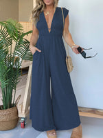 Deep V Hi Lo Hem Jumpsuit