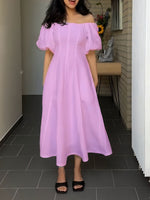 Fluttering Strapless Puffy Sleeve Dress