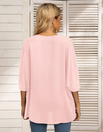 Summer New Women's Bat Sleeve V-neck T-shirt