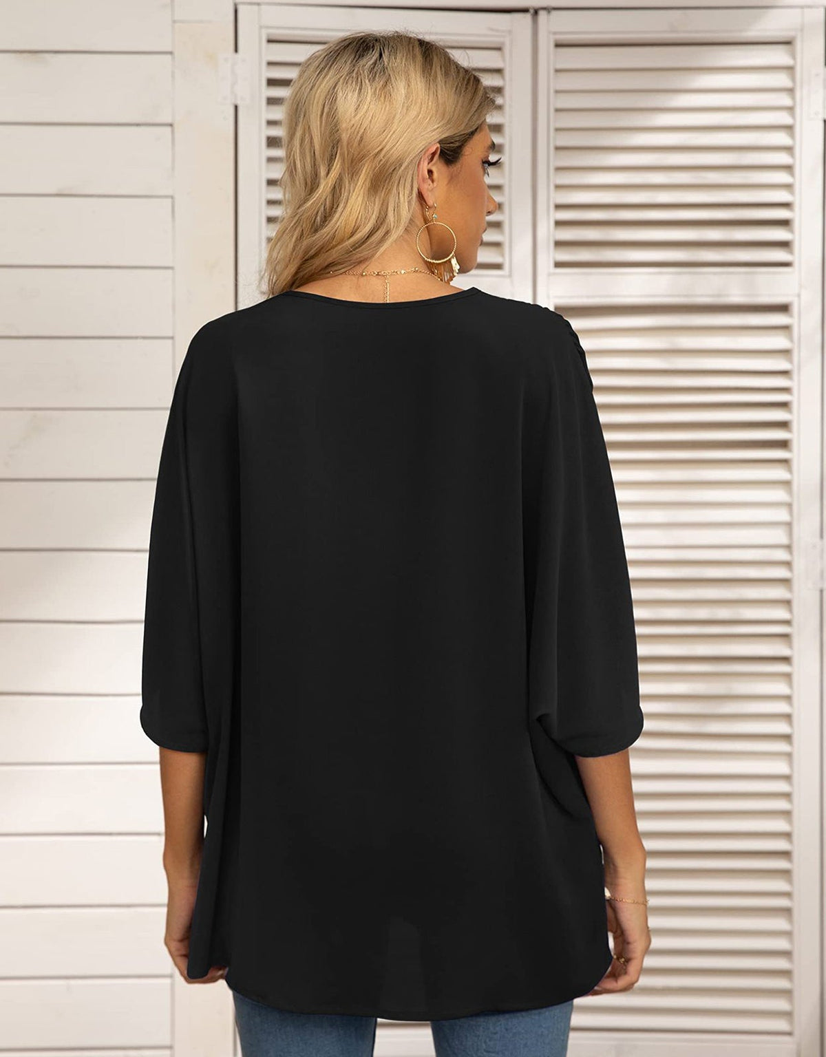 Summer New Women's Bat Sleeve V-neck T-shirt