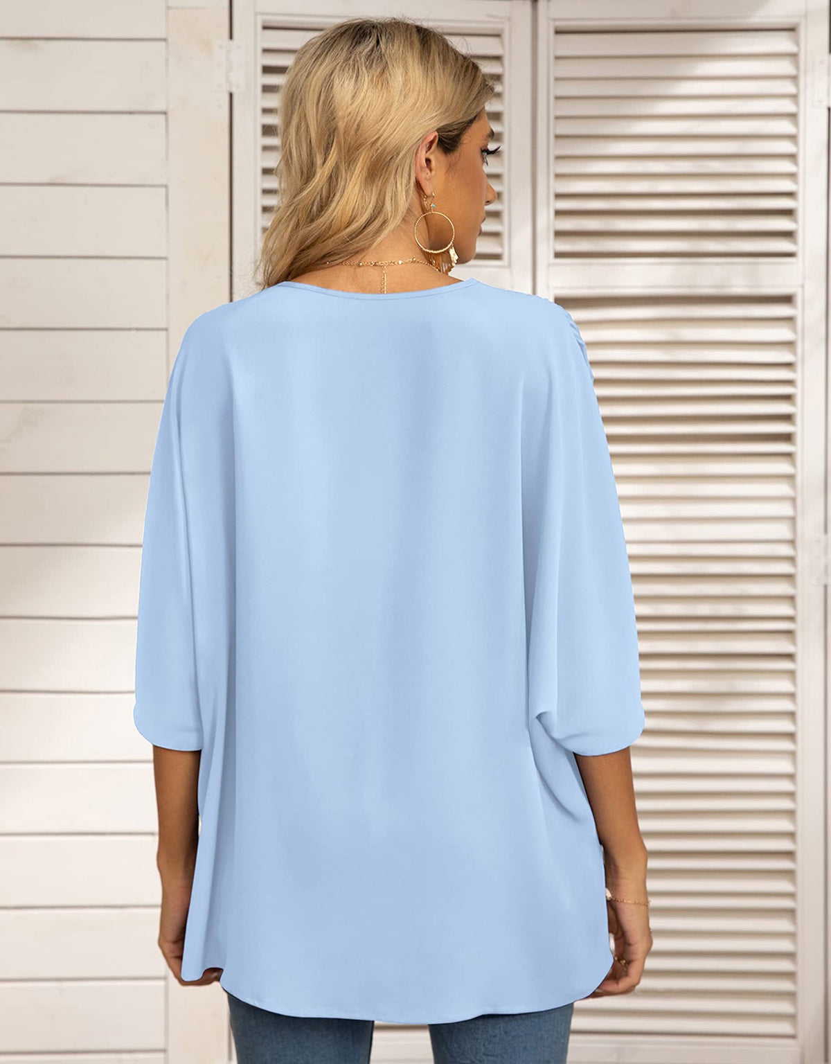 Summer New Women's Bat Sleeve V-neck T-shirt