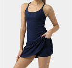 2-in-1 Exercise Dresses with Built-in Bra & Shorts