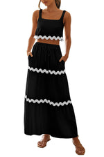 Women's Square Neck Lace Up Half Skirt Set