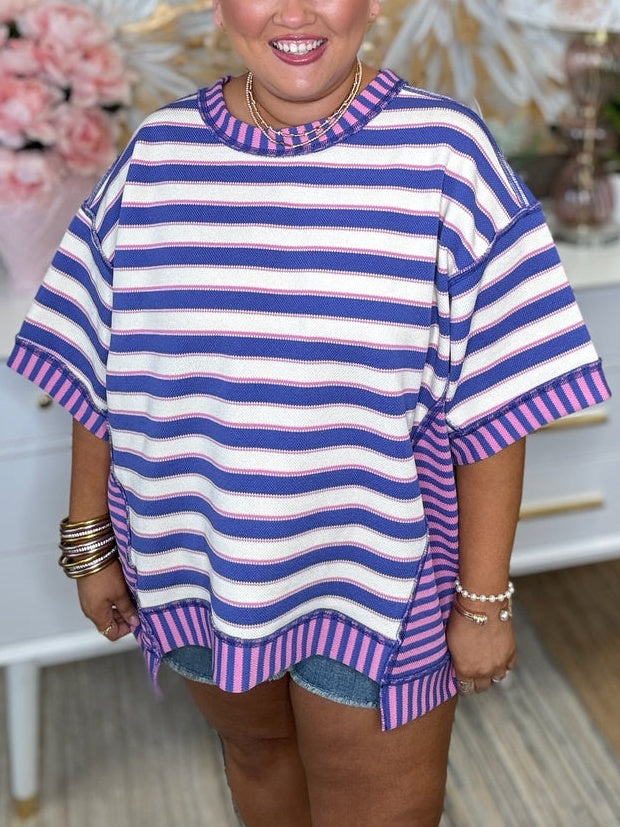 Women's Mixed Stripes Oversized T-shirt