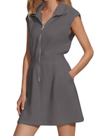 Women's Zipper Mini Dress with Pockets