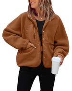 Women'sButton Down Fuzzy Fleece Jacket