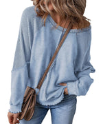 Women'sReverse Seam Waffle Knit Sweatshirt