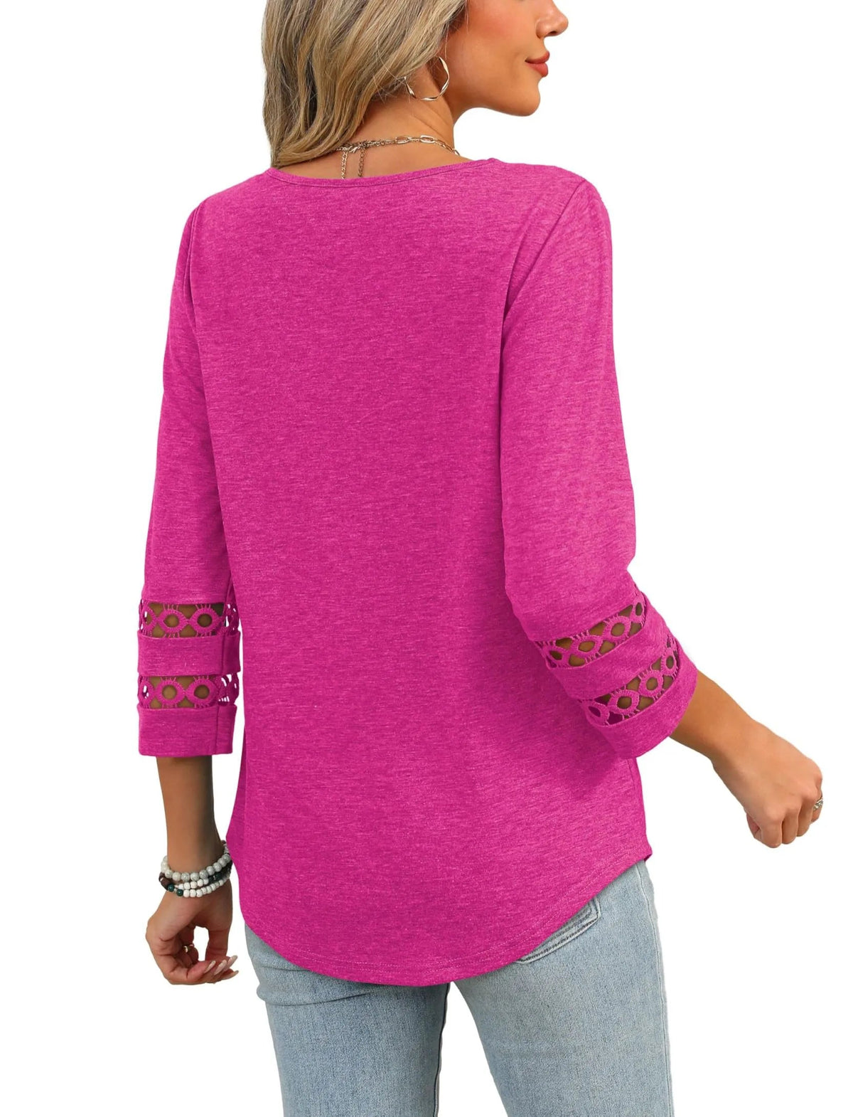Women's 3/4 Length Sleeve Trendy V Neck T-Shirts