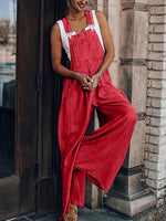 Women's Casual Adjustable Straps Denim Overall Wide Leg Jumpsuits