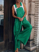 Women's Casual Adjustable Straps Denim Overall Wide Leg Jumpsuits