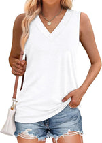Women's Summer Loose V Neck Sleeveless Basic Tank Tops
