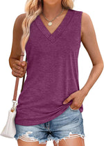 Women's Summer Loose V Neck Sleeveless Basic Tank Tops