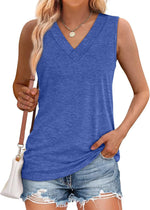 Women's Summer Loose V Neck Sleeveless Basic Tank Tops
