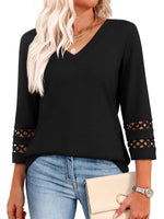 Women's 3/4 Length Sleeve Trendy V Neck T-Shirts