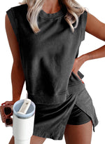 Women's Mineral Wash Tank Top and Slit Skirt Set