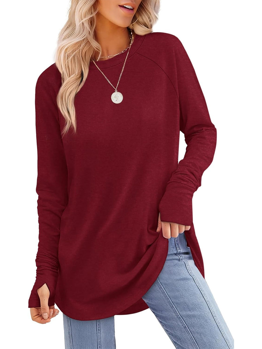 Women's Casual Loose T-Shirts with Thumb Holes