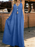 Women's Oversized Retro Denim Maxi Dress
