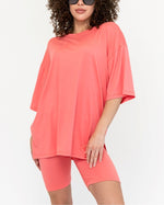 Women's Oversized Solid Biker Short Set