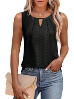 Women's Summer Keyhole Neck Pleated Tank Tops