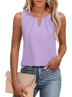 Women's Summer Keyhole Neck Pleated Tank Tops