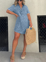 New Women's Washed Shirt Dress