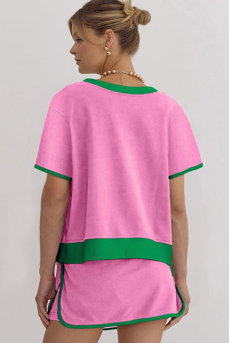 Hot Sale - Summer Colorblock T-Shirt and Skort 2Pcs Set