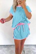 Hot Sale - Summer Colorblock T-Shirt and Skort 2Pcs Set