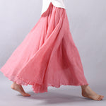 SOLID COLOR NATIONAL STYLE COTTON LINEN SKIRT