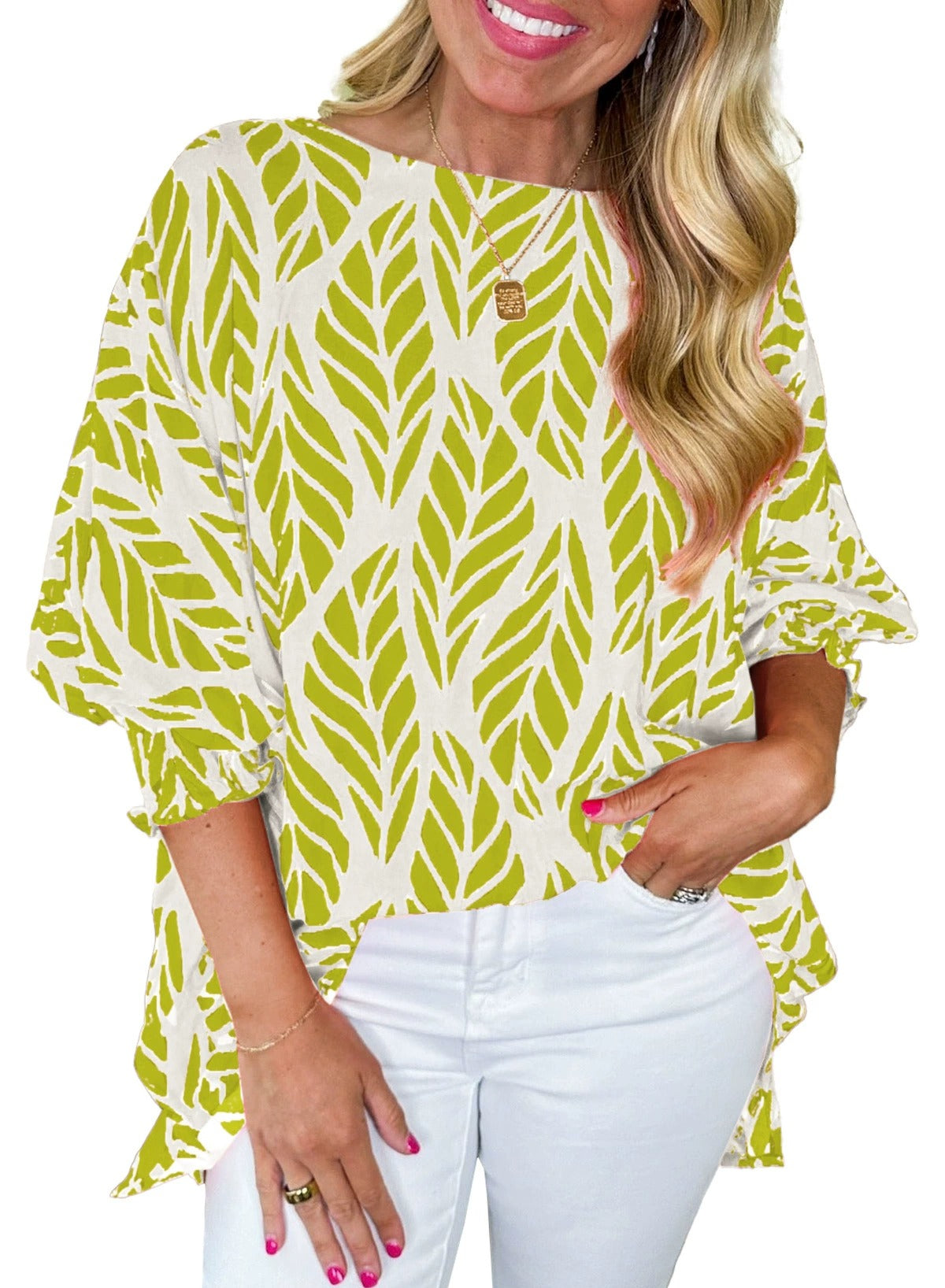 Women's Oversized Printed Flowy Blouse