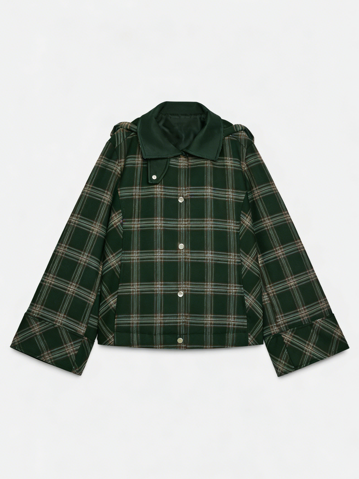 Women's High-Neck Checked Hooded Quilted Coat