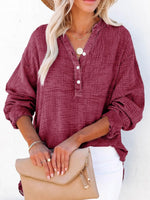 Women's Casual V-Neck Gauze Blouse