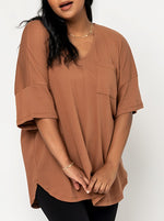 Women's Oversized V-Neck Pocket Tee