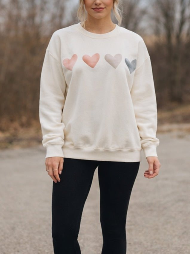 Women's Neutral Heart Print Sweatshirt