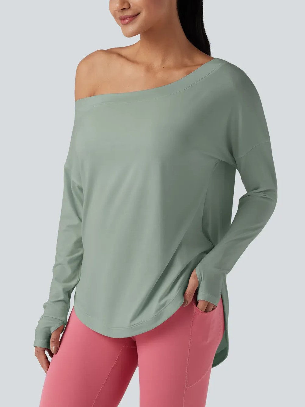 Women's Off Shoulder Tops With Thumbhole
