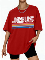 Retro Jesus King Oversized Cotton T-Shirt