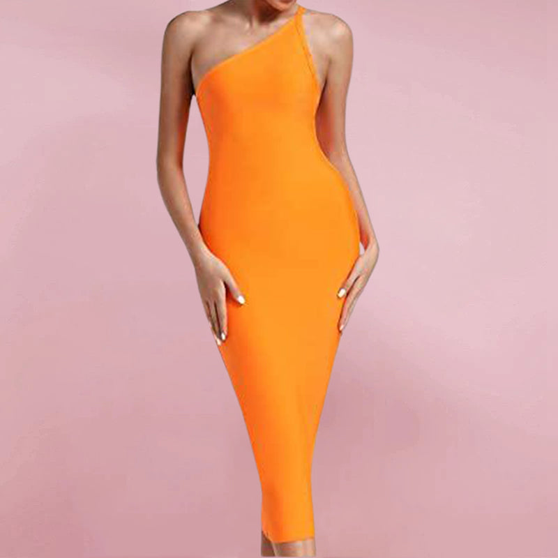Women's One Shoulder Bandage MidiDress