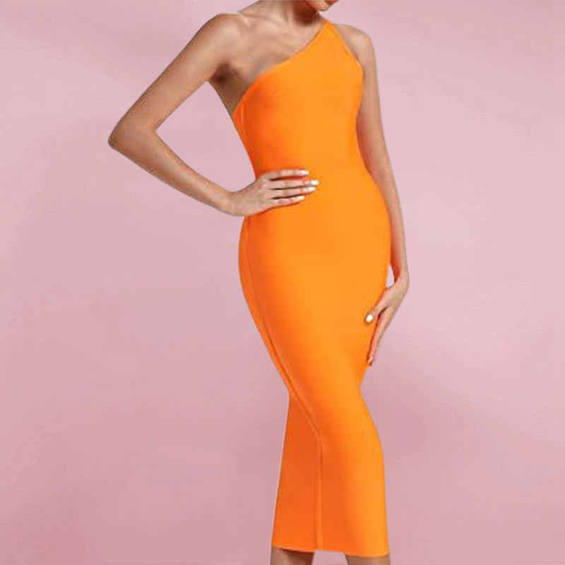 Women's One Shoulder Bandage MidiDress
