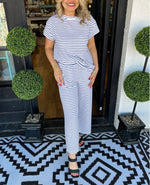 Women's Casual Striped Two Piece Set