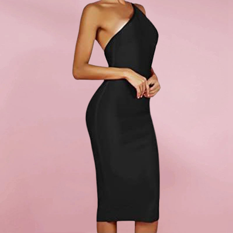 Women's One Shoulder Bandage MidiDress
