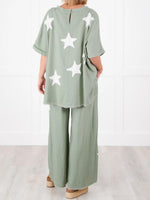 Women's Casual Star Patch Two Piece Set
