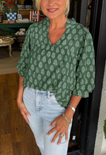 Women's V-neck Half-sleeve Printed Shirt Top